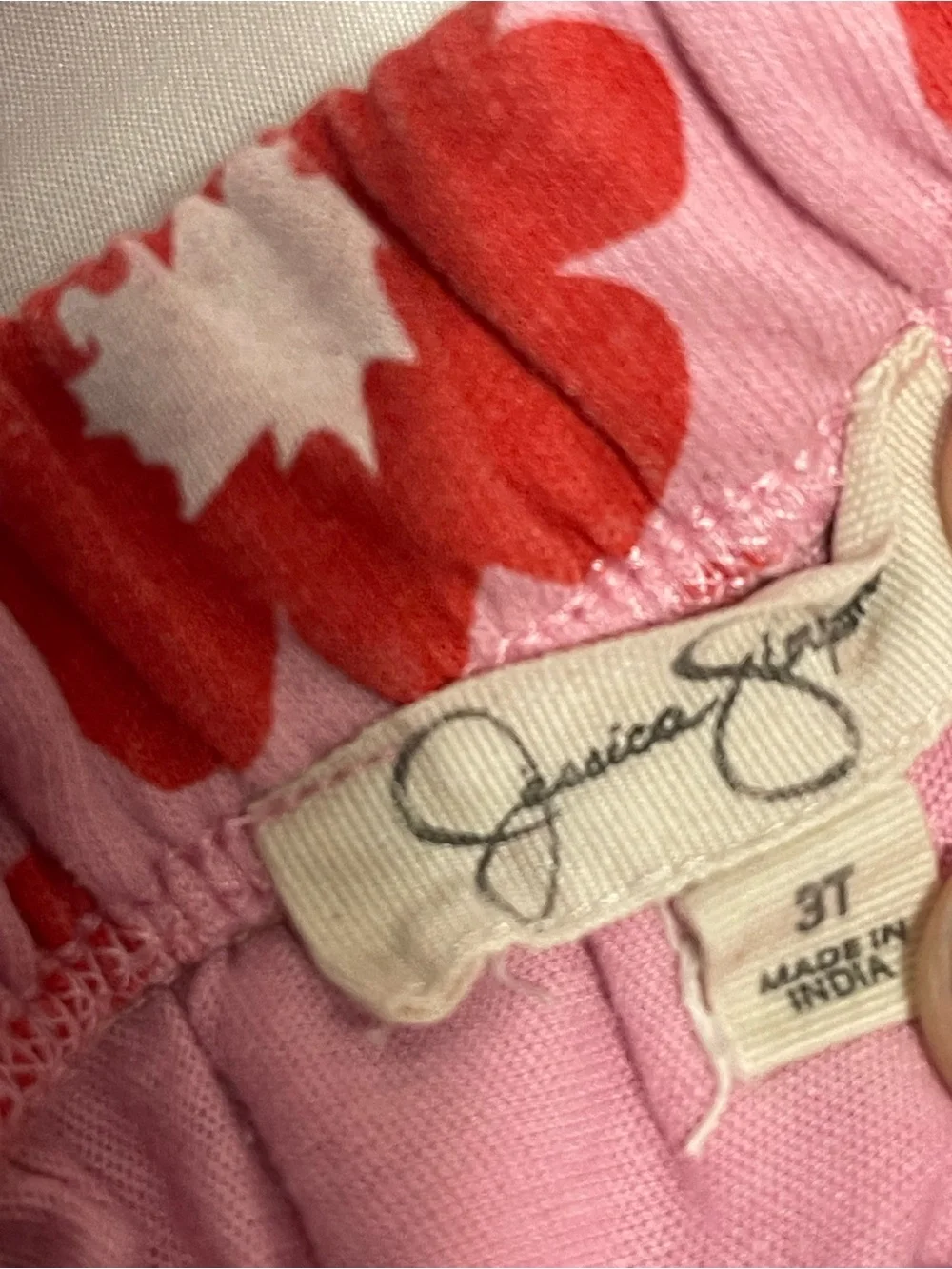 Jessica Simpson Pink and Red Floral Kids Pajama Set